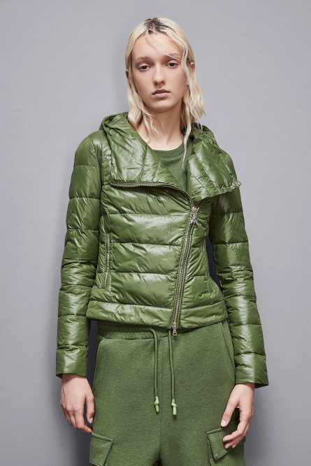 Doudoune à capuche en nylon down proof, Vert, Patrizia Pepe