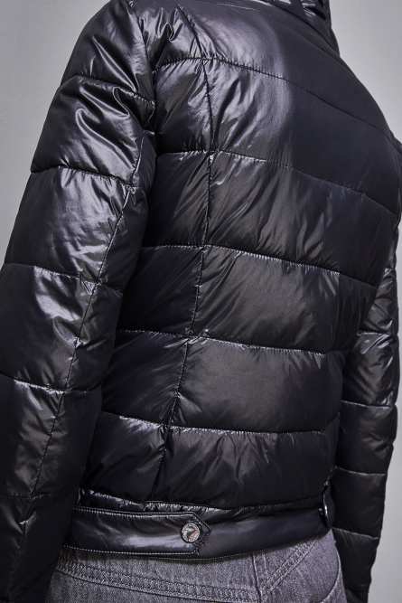 Daunenjacke mit Kapuze aus down proof Nylon, Schwarz, Patrizia Pepe