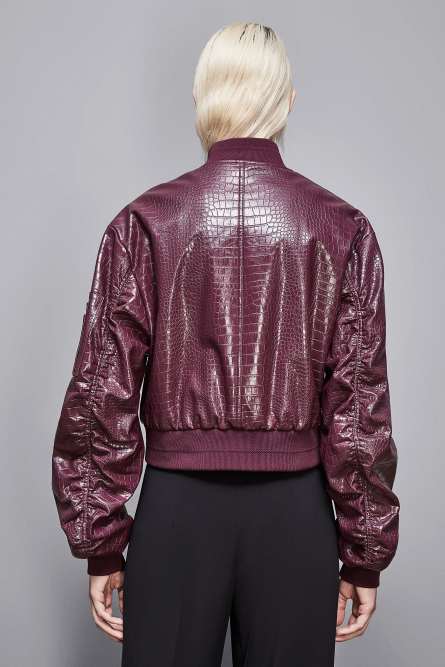 Bomber imbottito in ecopelle, Rosso, Patrizia Pepe