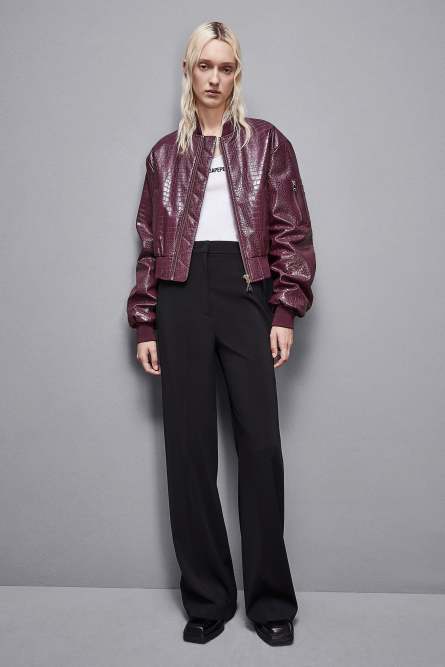 Bomber imbottito in ecopelle, Rosso, Patrizia Pepe