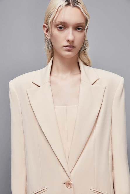 Stretch viscose long coat, Beige, Patrizia Pepe