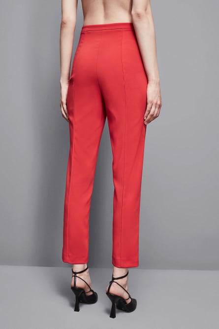 Essential crepe cigarette pants, Red, Patrizia Pepe