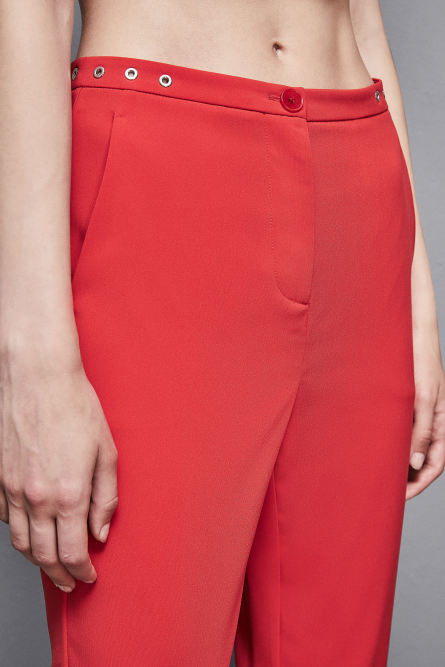 Essential crepe cigarette pants, Red, Patrizia Pepe