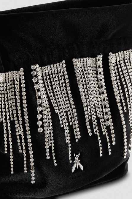 Pouch bag with rhinestones, Black, Patrizia Pepe