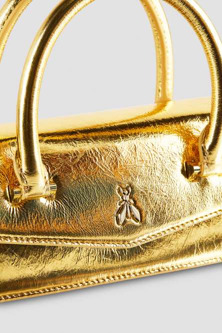 Fly Bamby leather shoulder bag, Gold, Patrizia Pepe