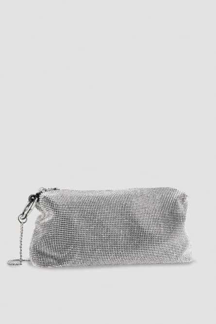 Rhinestone shoulder bag, Silver, Patrizia Pepe