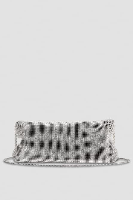 Rhinestone shoulder bag, Silver, Patrizia Pepe