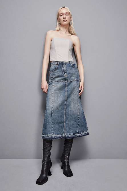 Blue jeans midi skirt, Light Blue, Patrizia Pepe