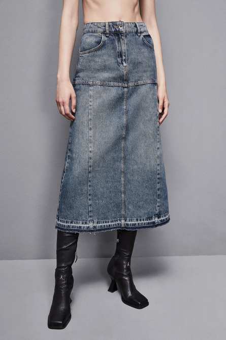 Blue jeans midi skirt, Light Blue, Patrizia Pepe