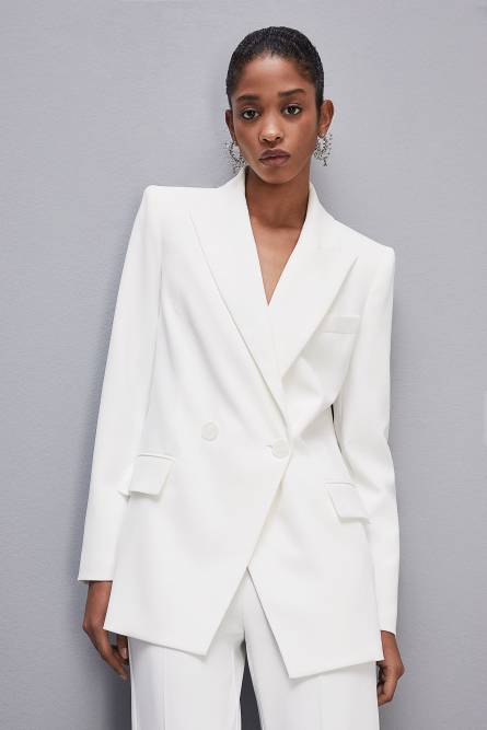 Men&apos;s cut double-breasted jacket, White, Patrizia Pepe