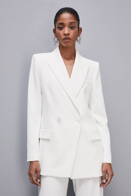 Men&apos;s cut double-breasted jacket, White, Patrizia Pepe