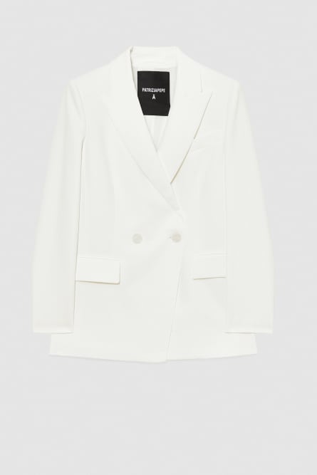 Men&apos;s cut double-breasted jacket, White, Patrizia Pepe