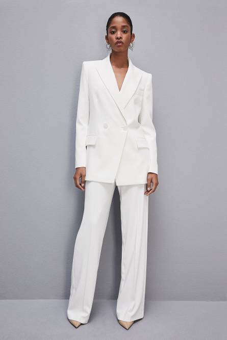 Men&apos;s cut double-breasted jacket, White, Patrizia Pepe