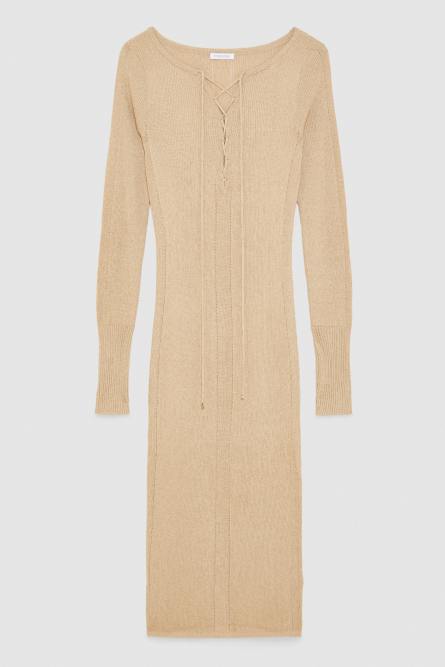 Essential lurex ribbed dress, Beige, Patrizia Pepe