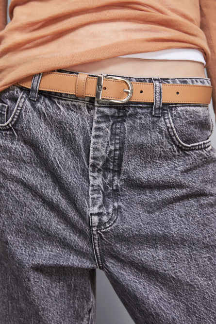 Low-waist leather belt, Brown, Patrizia Pepe