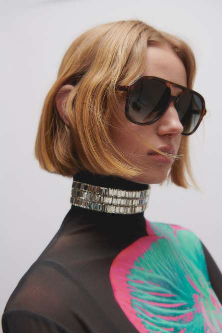 Choker with rectangular rhinestones, Black, Patrizia Pepe