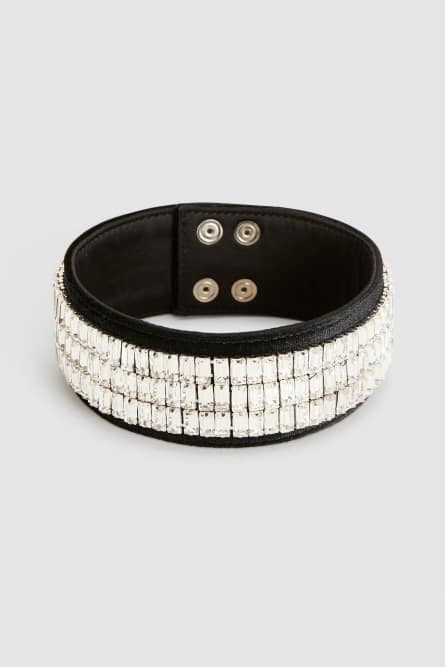 Choker with rectangular rhinestones, Black, Patrizia Pepe