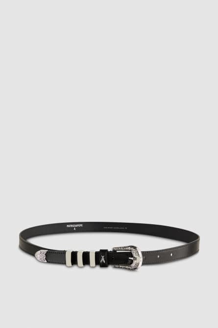 Low-waisted leather Cowboy belt, Black, Patrizia Pepe