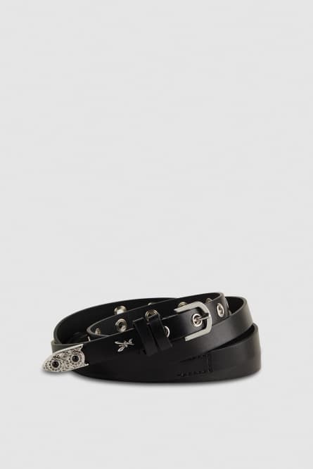 Low-waisted double belt, Black, Patrizia Pepe