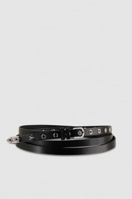 Low-waisted double belt, Black, Patrizia Pepe