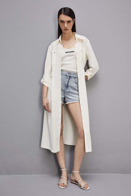 Long-sleeved chemisier dress, White, Patrizia Pepe