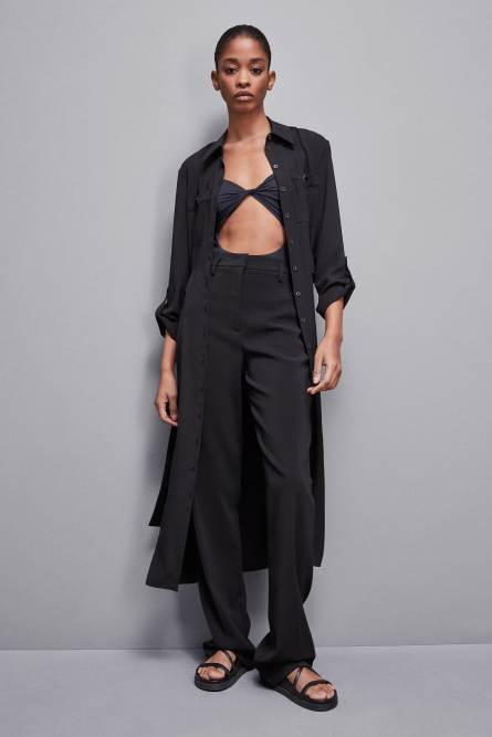 Long-sleeved chemisier dress, Black, Patrizia Pepe