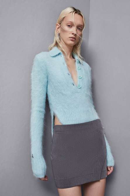 Alpaca body-effect sweater, Light Blue, Patrizia Pepe