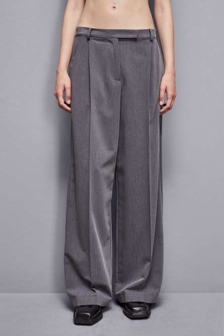 Essential viscose pleated pants, Grey, Patrizia Pepe