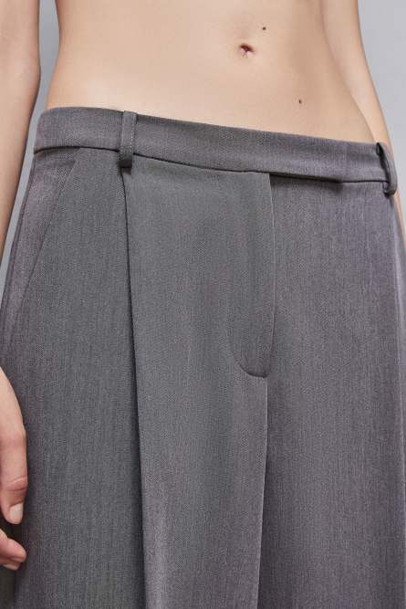 Essential viscose pleated pants, Grey, Patrizia Pepe