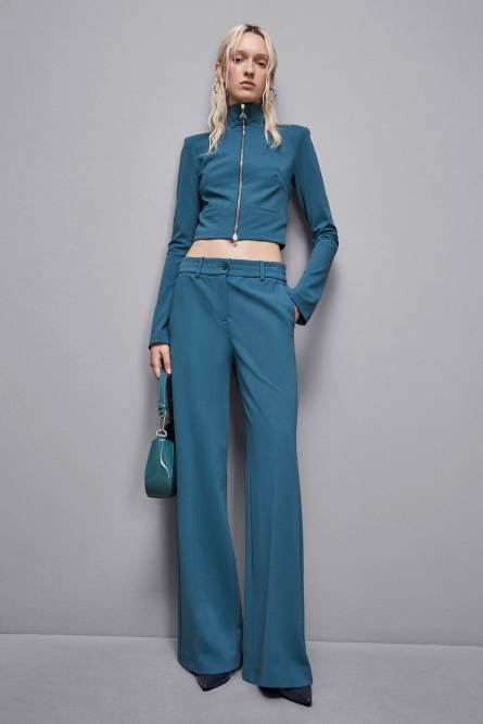 Low-waisted palazzo fit pants, Blue, Patrizia Pepe