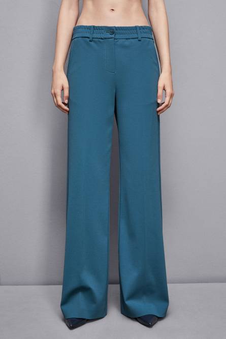 Low-waisted palazzo fit pants, Blue, Patrizia Pepe