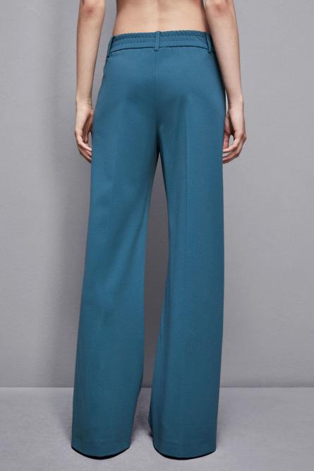 Low-waisted palazzo fit pants, Blue, Patrizia Pepe