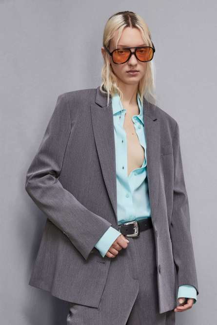&quot;Essential&quot; oversized viscose blazer, Grey, Patrizia Pepe