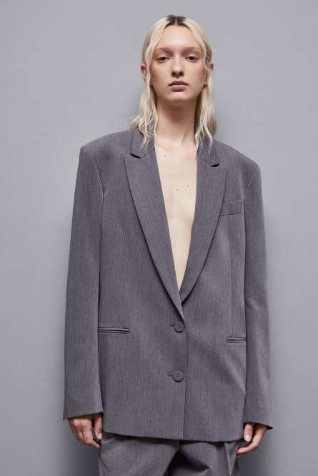&quot;Essential&quot; oversized viscose blazer, Grey, Patrizia Pepe
