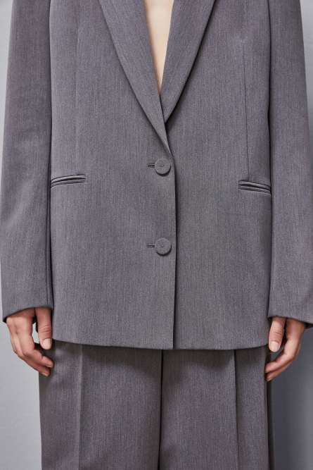&quot;Essential&quot; oversized viscose blazer, Grey, Patrizia Pepe