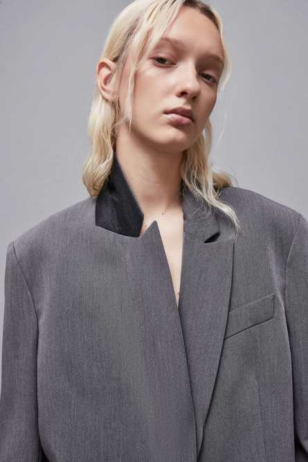 &quot;Essential&quot; oversized viscose blazer, Grey, Patrizia Pepe