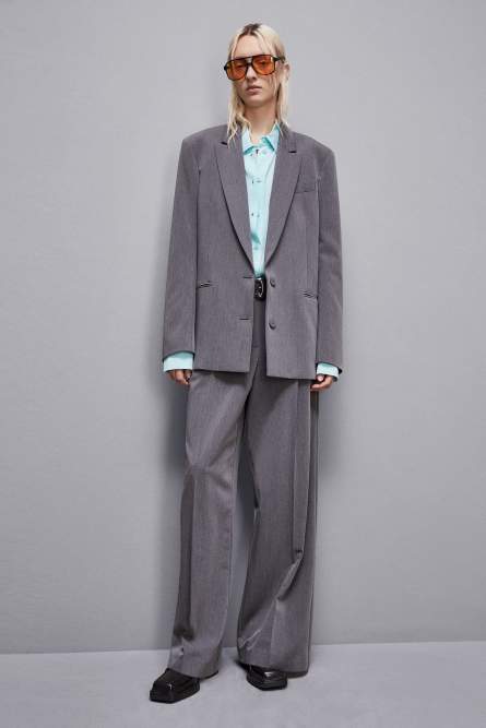 &quot;Essential&quot; oversized viscose blazer, Grey, Patrizia Pepe