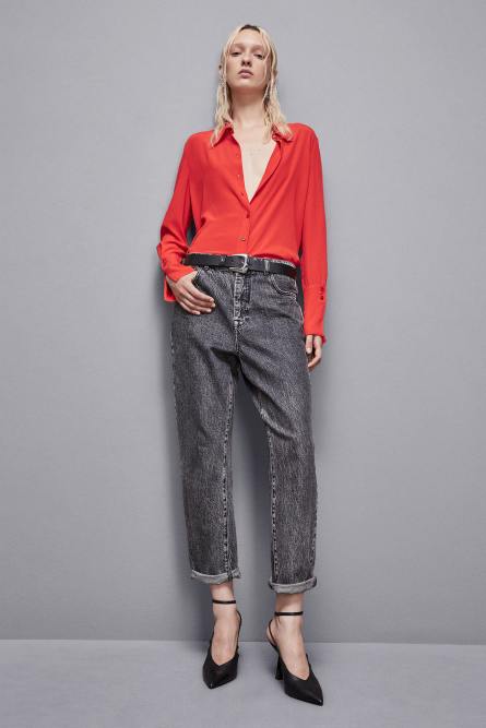 Essential crepe long-sleeved shirt, Red, Patrizia Pepe