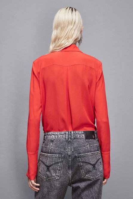Essential crepe long-sleeved shirt, Red, Patrizia Pepe