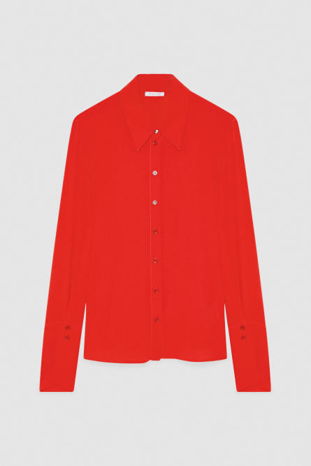 Essential crepe long-sleeved shirt, Red, Patrizia Pepe