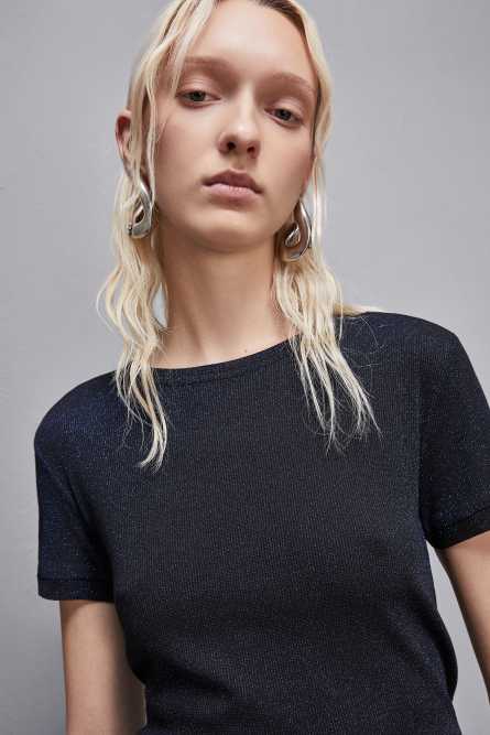 Essential short-sleeved sweater, Blue, Patrizia Pepe
