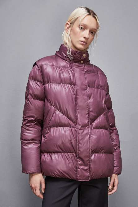 Shiny nylon over down jacket, Red, Patrizia Pepe