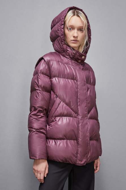 Shiny nylon over down jacket, Red, Patrizia Pepe