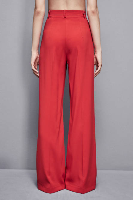 Palazzo-Hose aus Krepp Essential, Rot, Patrizia Pepe