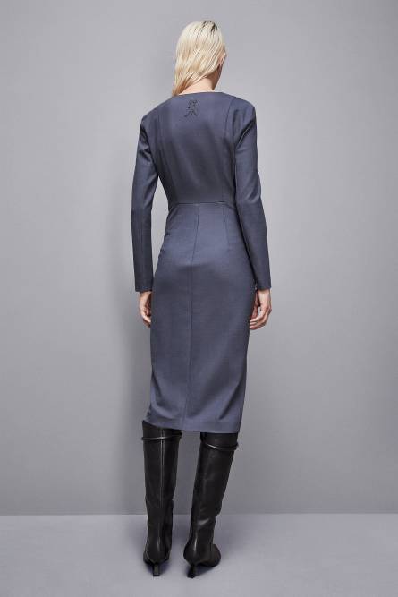 Slim Fit-Kleid aus Wolle Essential, Grau, Patrizia Pepe