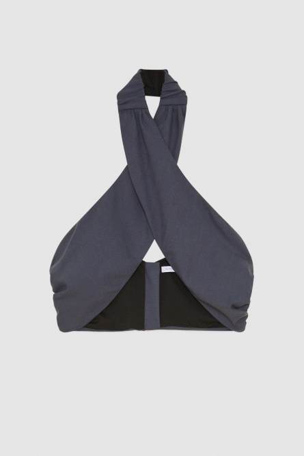 Top croisé en laine Essential, Gris, Patrizia Pepe