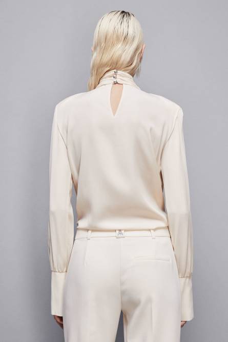&quot;Essential&quot; viscose twill blouse, Beige, Patrizia Pepe