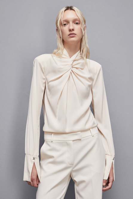 &quot;Essential&quot; viscose twill blouse, Beige, Patrizia Pepe