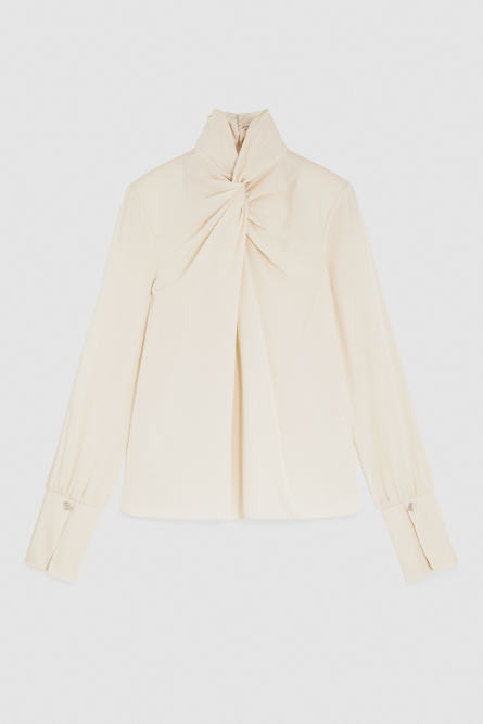 &quot;Essential&quot; viscose twill blouse, Beige, Patrizia Pepe