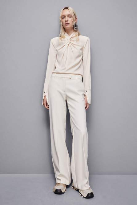 &quot;Essential&quot; viscose twill blouse, Beige, Patrizia Pepe